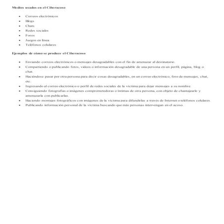 Medios usados en el ciberacoso