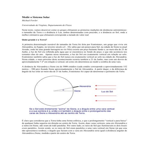 Recurso da Casa das Ciências: Medir o Sistema Solar