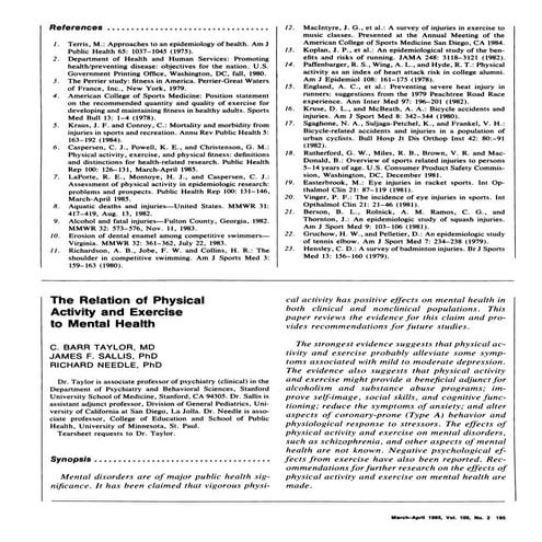 The Benefits of Exercise On Mental Health | PDF