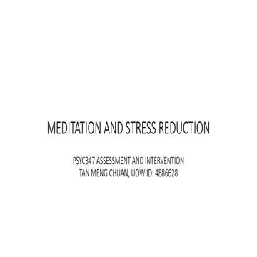 Meditation as an Effective Method for Reducing Stress