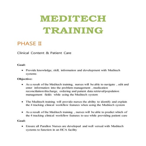 Meditech training phase ii