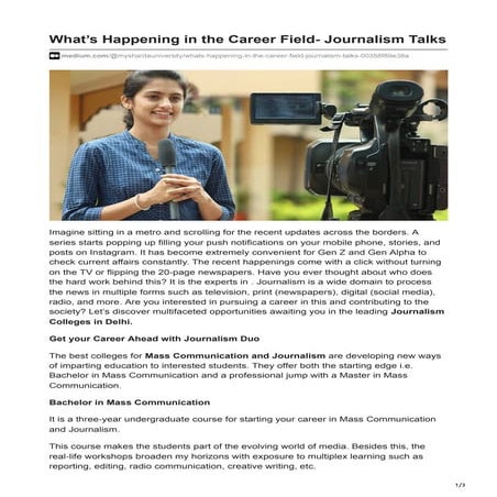 What’s Happening in the Career Field- Journalism Talks