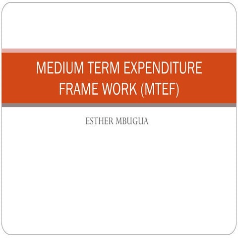 Medium term expenditure frame work (mtef)