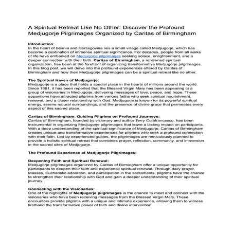 Medjugorje Pilgrimage Pdf