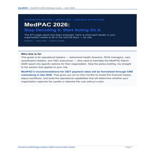 MedPAC 2026:Stop Decoding It. Start Acting On It. | PDF