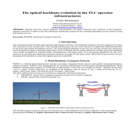 The optical backbone evolution in the TLC operator infrastructures