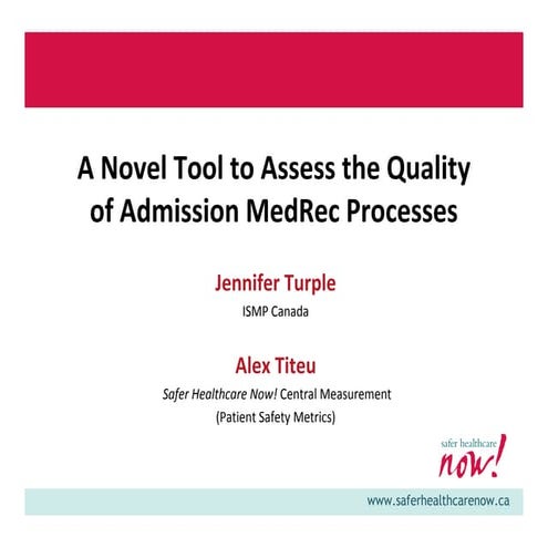Webinar: Med Rec Quality Audit Tool