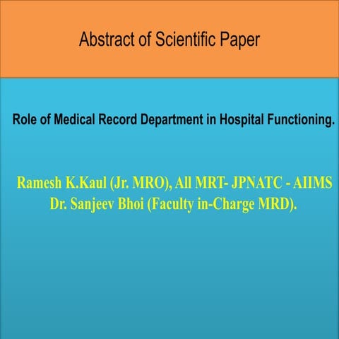 scientific paper on Role of MRD in Hospital Functioning