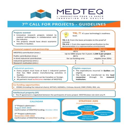 Medteq Guidelines 7th call for projects