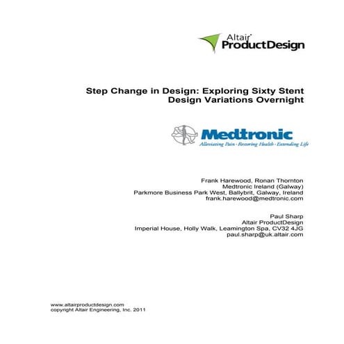 Medtronic - Exploring Sixty Stent Design Variations Overnight