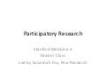 Stanford Medicine X: Participatory Research