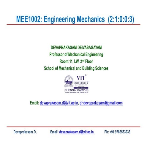 MEE1002-ENGINEERING MECHANICS-SUM-II-L4