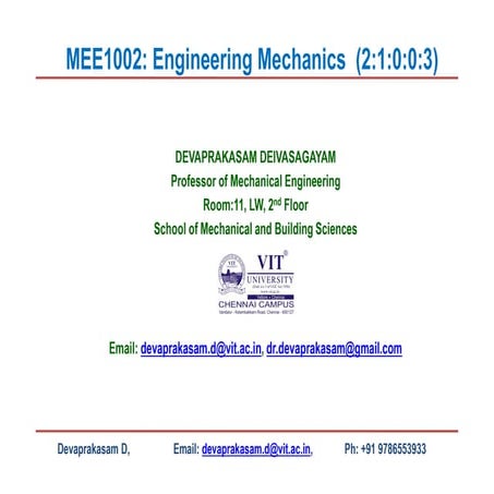 MEE1002-ENGINEERING MECHANICS-SUM-II-L5