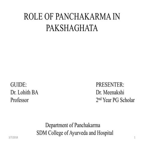 Role of Panchakarma in Pakshaghata
