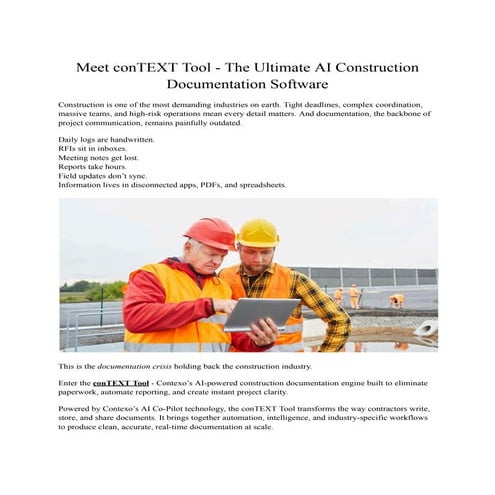 Meet conTEXT Tool - The Ultimate AI Construction Documentation Software.pdf