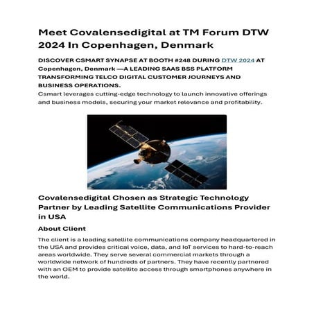 Meet Covalensedigital at TM Forum DTW 2024 In Copenhagen, Denmark