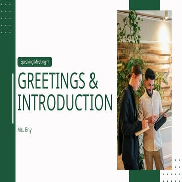 Greetings and Introduction - Speaking Class