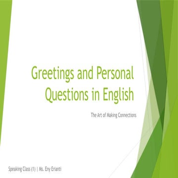 Greetings and Personal Questions in English | PPTX