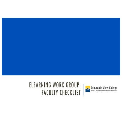 eLearning Work Group (Faculty Checklist)
