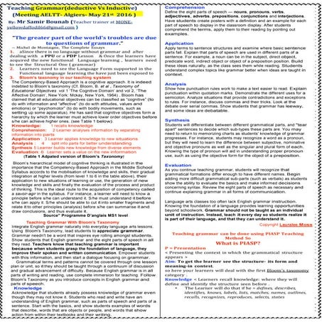 Meeting aeltt  teaching grammar algiers may 21st 2016