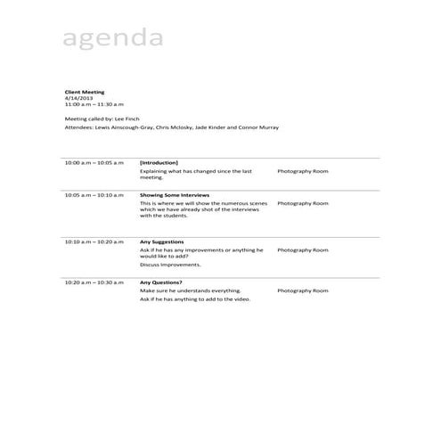 Meeting agenda 3