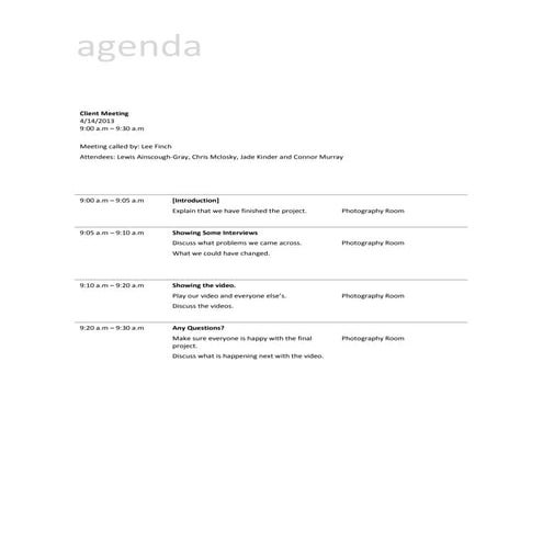 Meeting agenda 4