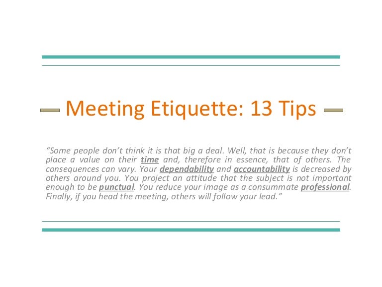 Meeting etiquettes
