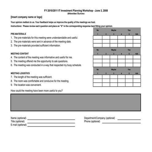 Meeting Evaluation Form | XLS