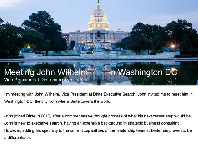 Meeting John Wilhelm in Washington DC - Dinte Executive Search