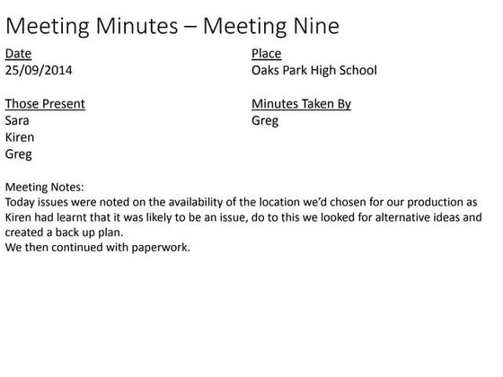 Meeting Minutes - Meeting Fifteen | PPTX