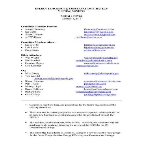 Meeting Minutes 1 7 10