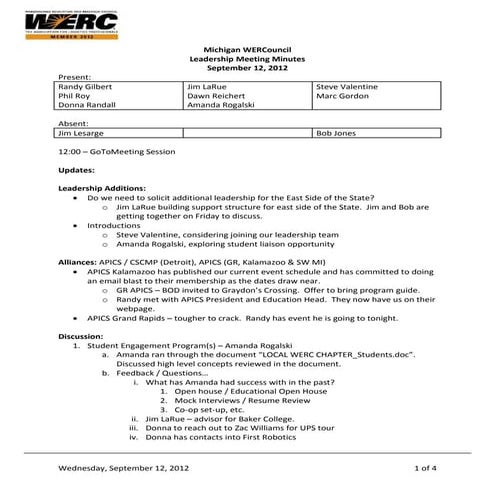 Michigan WERC - Mtg 09/12/12