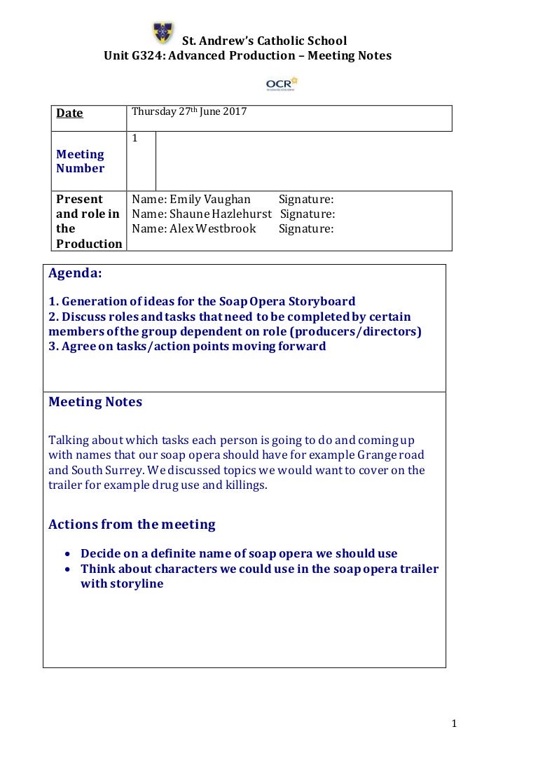 meeting notes notes for meeting