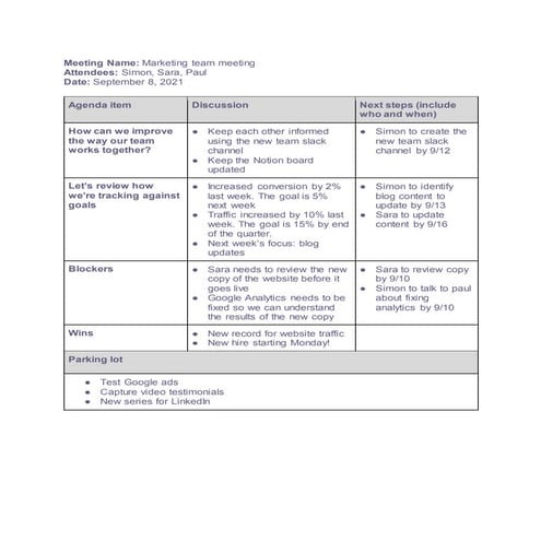 Meeting notes template