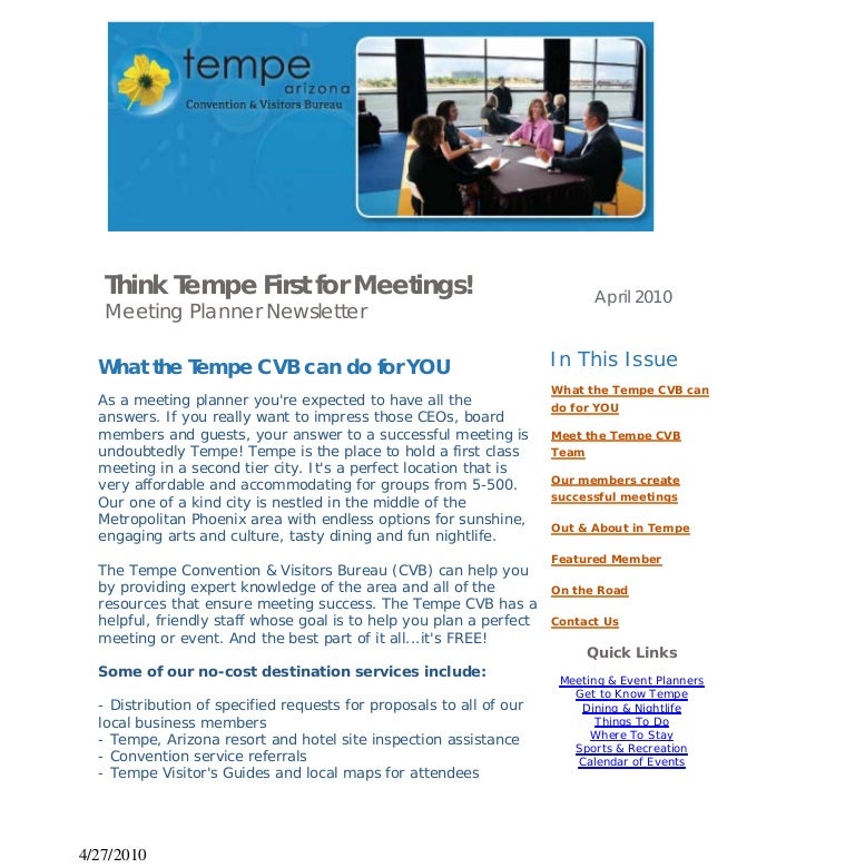 Meeting Planner Newsletter April 2010