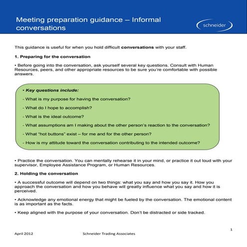 Meeting prep guidance   informal conversations