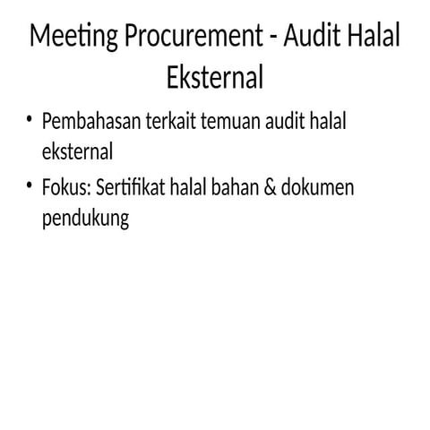 Alignment of Procurement with Halal Compliance and External Audit ...