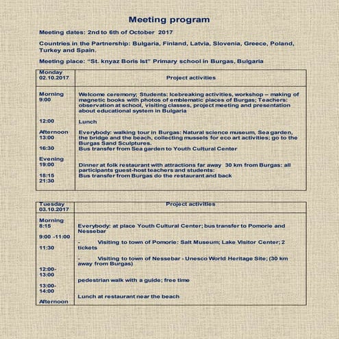 Meeting program