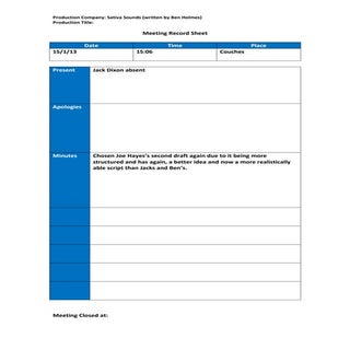 Meeting record sheet 2