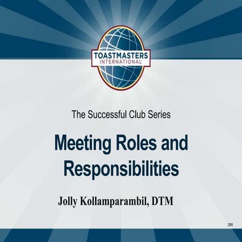 Toastmasters Club Meeting roles and resposiblities | PPTX