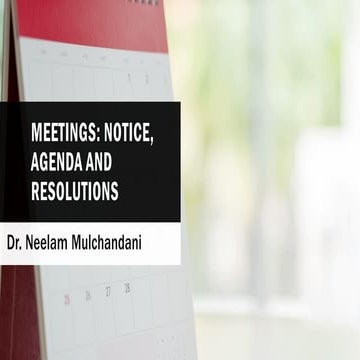 MEETINGS - How to conduct them professionally
