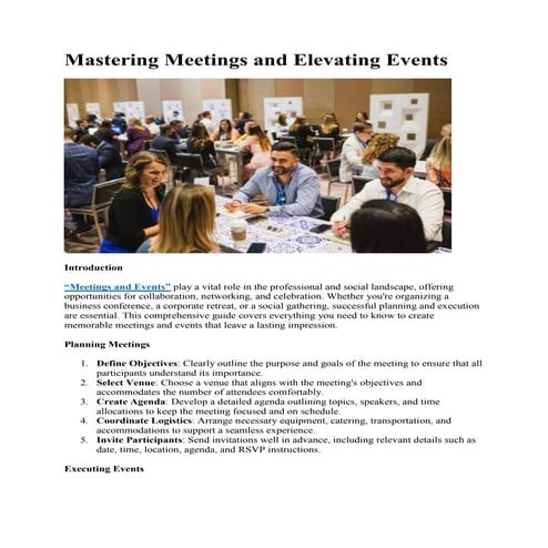 Mastering Meetings and Elevating Events.