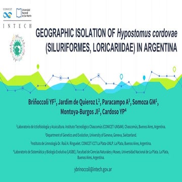 GEOGRAPHIC ISOLATION OF Hypostomus cordovae (SILURIFORMES, LORICARIIDAE) IN A...