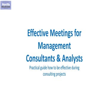 Effective Meetings for Management Consultants & Analysts