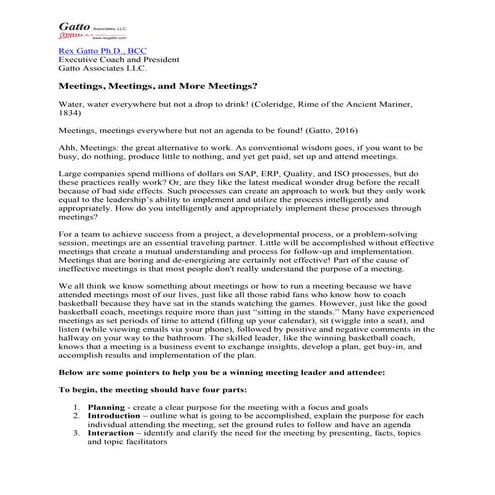 Meetings, Meetings, and More Meetings?