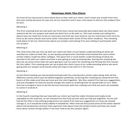 Meetings with the client