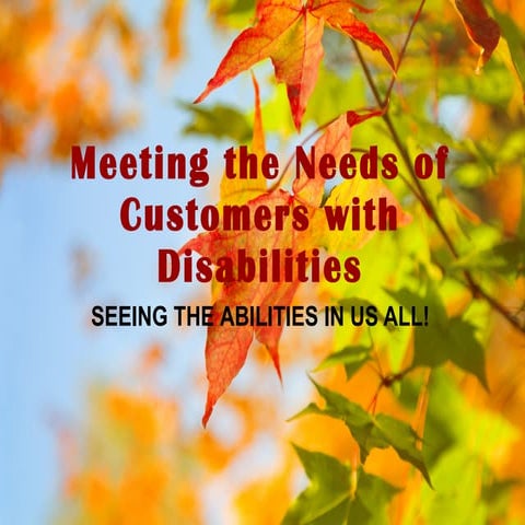 Meeting The Needs Of Customers With Disabilities