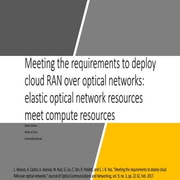 Meeting the requirements to deploy cloud RAN over optical networks - elastic ...