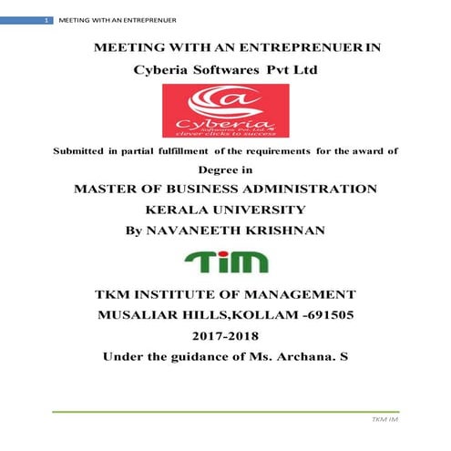 Meeting with an entreprenuer