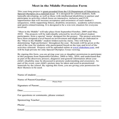 Meet In The Middle Permission Form Revised
